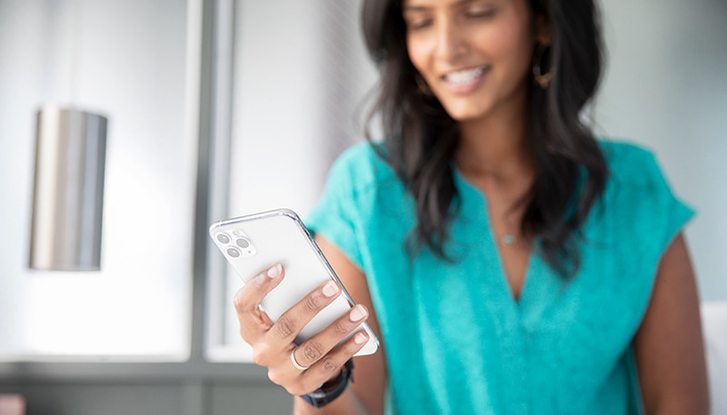 Woman looking at her phone