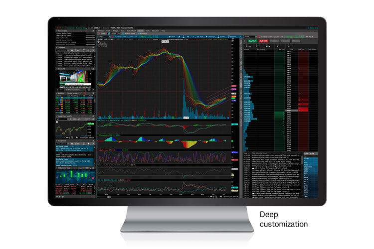 Screenshot of thinkorswim on a desktop computer showing how you can customize the platform interface.