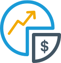 Investing approach icon pie chart